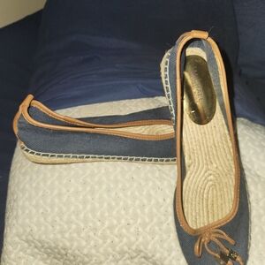 Michael Kors Blue and Tan Espadrille Casual Flats